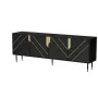 Kumode Cama Meble MOUNTAIN 204x40x72 cm — melns & zelts, MDF/skaidu plātne