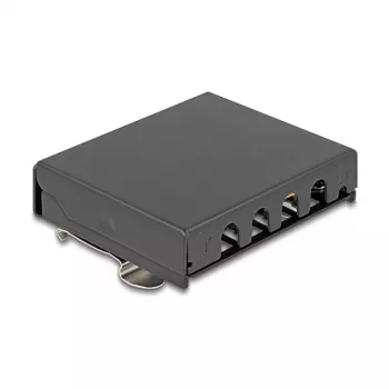 DELOCK Blank Panel 4-port Keystone RJ moduļiem, melns, metāls – galda/sienas/DIN-sliedes montāžai