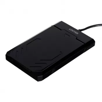 HDD/SSD korpuss Unitek Y-3036, 2.5 collu SATA III, USB 3.2 Gen 1 (5 Gbit/s), UASP, integrēts USB-A kabelis, melns