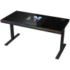Divmotoru sēdus-stāvus regulējams spēļu galds ar iebūvētu PC korpusu, bezvadu lādētāju, RGB apgaismojumu, vadības paneli un USB portiem, rūdīta stikla virsma, melns