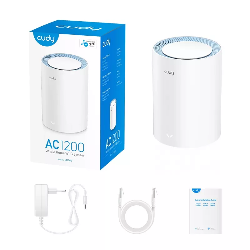 Mesh sistēma Cudy M1200 Divu joslu Wi-Fi 5 802.11ac Balta
