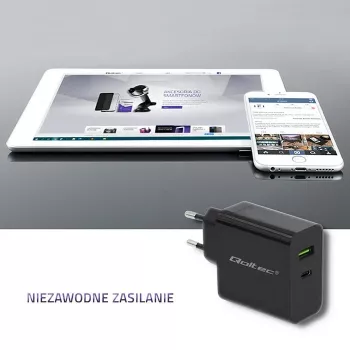 Barošanas adapteris QOLTEC 51717 45W 20V 3A AC iekštelpu lādētājs viedpulkstenim, melns