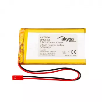 Akyga AKY0156 LP475085 Li-Po akumulators 3,7 V 2500 mAh, PCM, JST 2,54 2 kontaktu, 150 mm