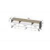 TV statīvs Cama Meble LOTTA 180 cm – Wotan ozola rāmis, matēti melna skaidu plātnes virsma, 1800×400×530 mm