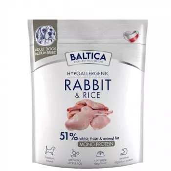 BALTICA Nutraceutic Hypoallergenic M Rabbit with rice - sausa suņu barība - 1kg