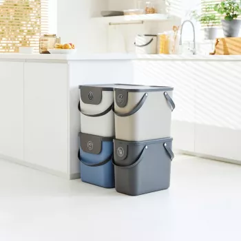 Rotho Albula taisnstūra uzglabāšanas/atkritumu konteiners 25 L, kapučīno, tehnopolimērs, 400×235×340 mm