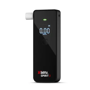Alkometrs Xblitz Spirit 2 kompakts alkohola tests, BAC 0–4%, precizitāte 1%, LCD, 111×35×24 mm, 77 g, 2×1.5V baterijas, 2 gab.
