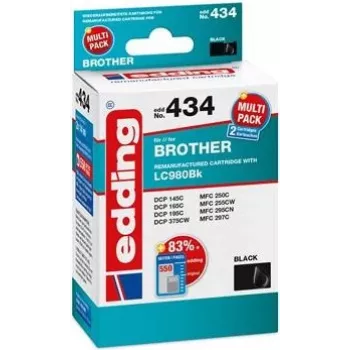 Tintes kasetne Edding EDD-434 2 gab. Kompatibla Melna 14 ml