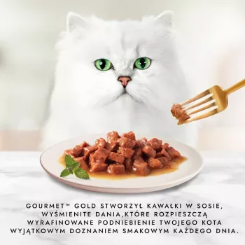 Purina GOURMET Gold mitrais kaķu barība pieaugušiem 85 g — Vistas un laša