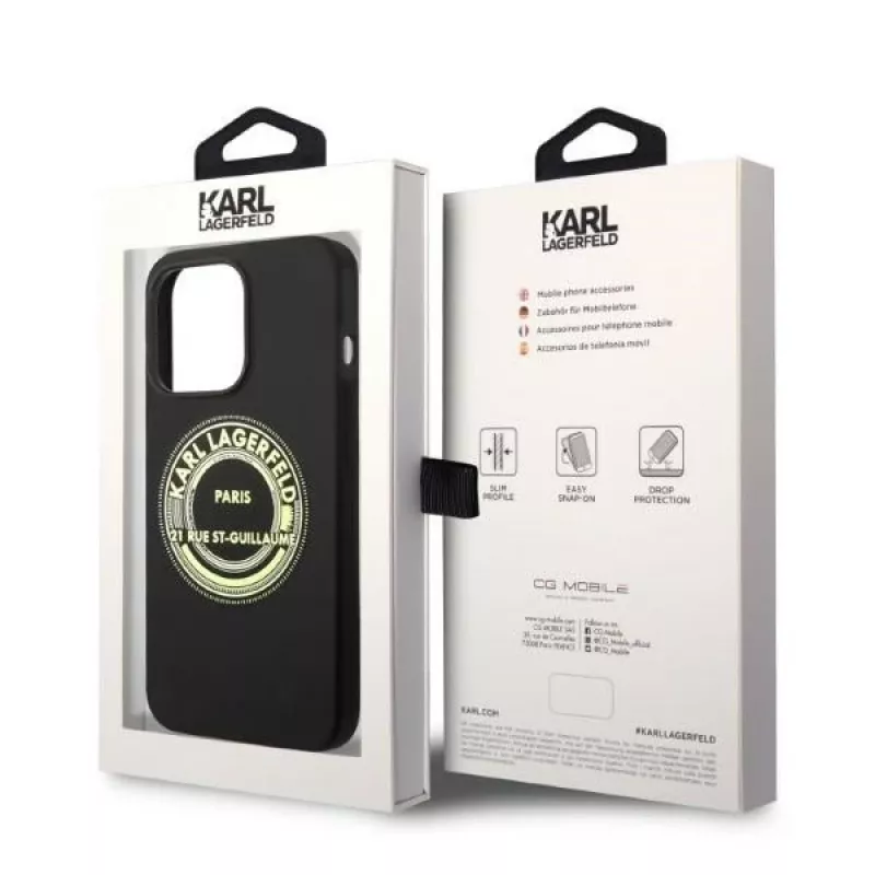 Karl Lagerfeld Soft Cover Silicone RSG Black Apple iPhone 14 Pro KLHCP14LSRSGRCK