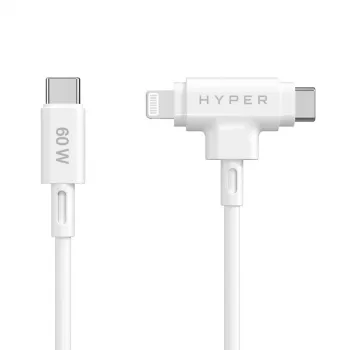 HYPER HyperJuice USB kabelis USB 2.0 1.5 m USB C USB C/Lightning Balts