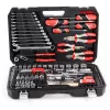 Mehāniķa instrumentu komplekts YATO YT-38901 — 122 daļas, uzgriežņu atslēgas 12–32 mm, griežņi, skrūvgrieži, āmurs, knaibles, hromēts
