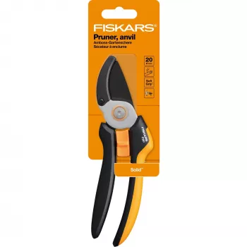 Fiskars Solid L P361 dārza šķēres Anvil Melnas, Oranžas