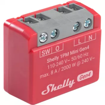 Shelly 1PM Mini Gen4 2-paka — Shelly Wi-Fi viedais relejs ar enerģijas uzskaiti, kompakts DIN/modulis formāts