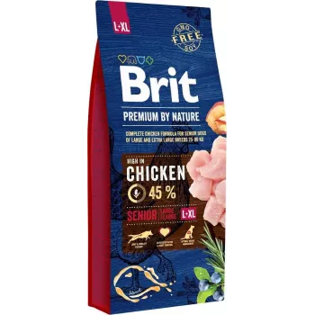 Sausā suņu barība Brit Premium by Nature Senior L+XL 15 kg – vista, 27% olbaltumvielas, 14% tauki, lieliem un milzu senioru suņiem