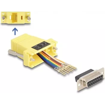 DeLOCK D-Sub 15 sieviete uz RJ45 sieviete montāžas komplekts dzeltens
