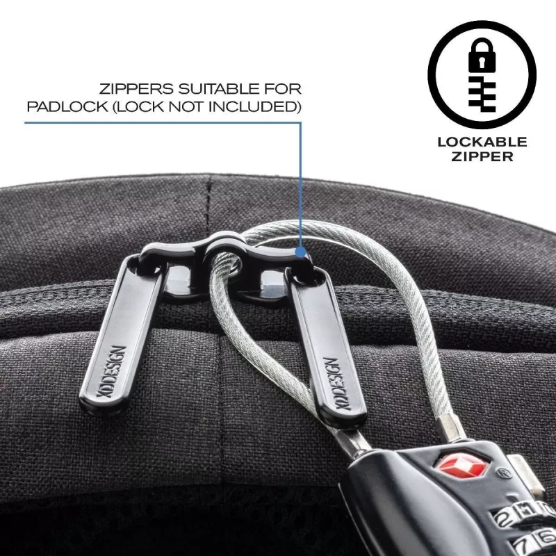 Mugursoma XDDESIGN P705.291 Antracīta — 18 L, nodalījumi klēpjdatoram un planšetei, fiksējams galvenais rāvējslēdzējs