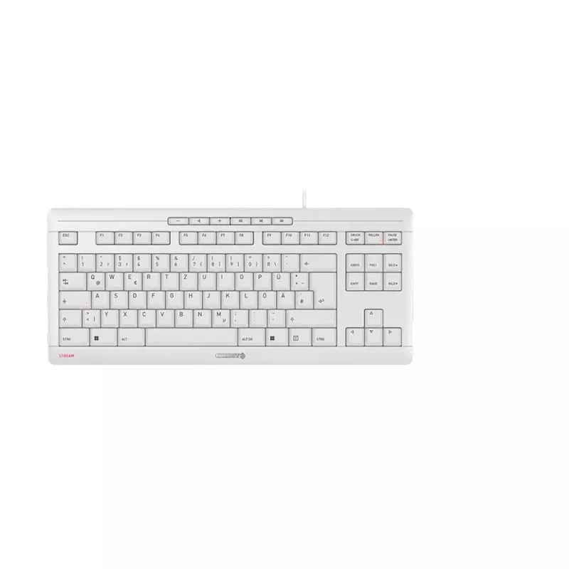 CHERRY STREAM TKL tastatūra USB QWERTZ Vācu Baltā