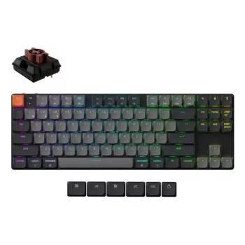 Mehāniskā tastatūra Keychron K1X-B3 — 80% formfaktors, USB + Bluetooth, QWERTY angļu, 87 taustiņi, RGB, Pelēka