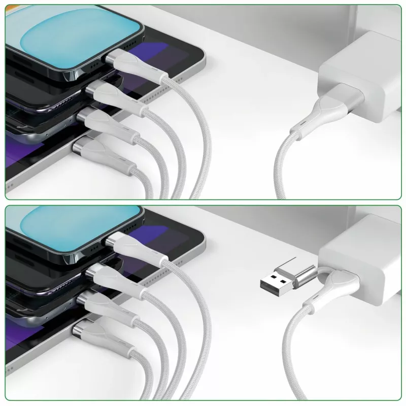 4smarts 541024 USB kabelis 1,2 m USB A/USB C USB C/Micro USB-A/Lightning Balts (541024)