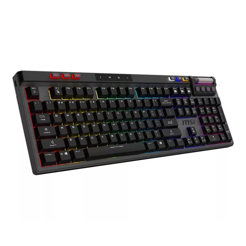 Mehāniskā spēļu tastatūra MSI Strike Pro W Silent US izkārtojums RGB fona apgaismojums, vadu, taustes klusie slēdži