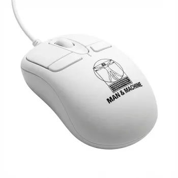 Vadu ambidekstrāla datorpele ManMachine Mighty Mouse 5, USB Type-A, 5 pogas, balta