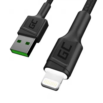 Lightning–USB A kabelis Green Cell KABGC12, 2 m, melns