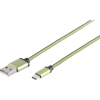 ShiverPeaks USB kabelis S/CONN 14-50119 USB 2.0 0.9m USB A USB C Zaļš