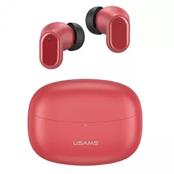 Bezvadu TWS ausiņas usams BH sērija BHUBH03 Bluetooth 5.1, sarkana — iekšauss, ar uzlādes futrāli