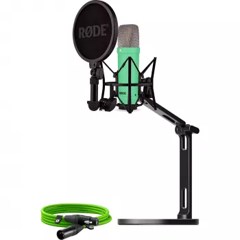 RODE NT1 Signature + XLR kabelis + galda studijas roka, mikrofons gaiši zaļš, komplekts
