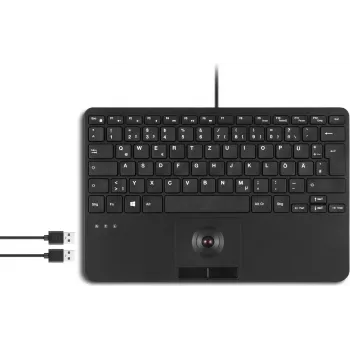 Perixx PERIBOARD-526 H DE Black kompaktā tastatūra ar trackball