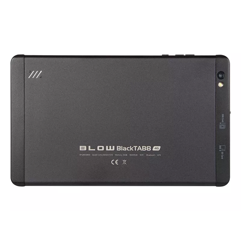 BLOW BlackTAB8 79-071 planšetdators, 8 collu IPS 1280×800, 3 GB RAM, 32 GB, 4G LTE, Android 14, microSD, melnā krāsā