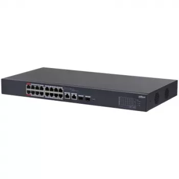 Dahua Technology DH-CS4218-16ET-240 tīkla slēdzis, viedais pārvaldītais L2 Gigabit Ethernet (10/100/1000), Power over Ethernet (PoE), melns