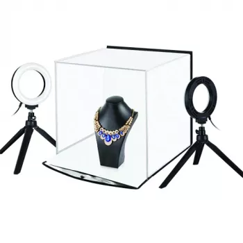 Fotogrāfijas gaismas kaste ar gredzenveida lampu, 30x30x30 cm