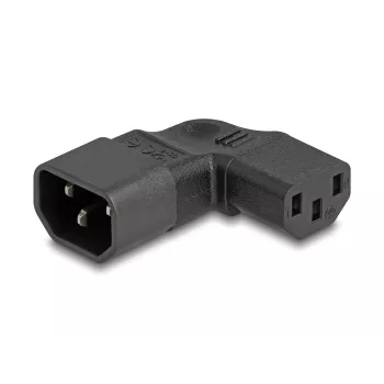 DeLOCK tīkla adapteris IEC 60320 C14 uz C13 ligzda 10 A 90° pa kreisi/pa labi melns