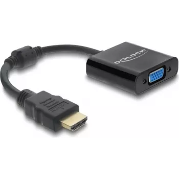 DELOCK HDMI vīrišķais uz VGA sievišķo adaptera kabelis — HDMI (vīrišķais) uz VGA (sievišķo), melns