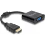 DELOCK HDMI vīrišķais uz VGA sievišķo adaptera kabelis — HDMI (vīrišķais) uz VGA (sievišķo), melns