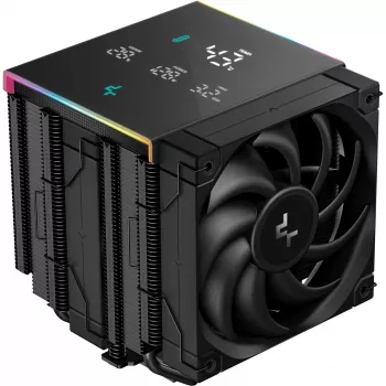 Gaisa dzesētājs DeepCool AK620 Digital PRO — 120 mm ventilators, 1750 RPM, 25 dB, 12 V, piemērots LGA1700/AM5, melns