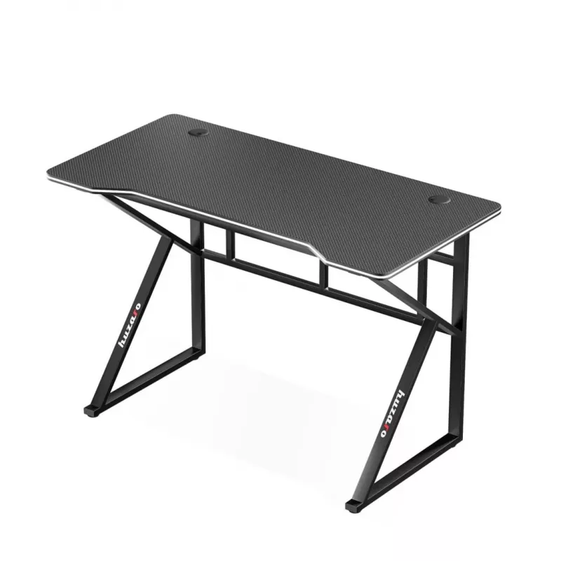 Spēļu galds huzaro Hero 1.6 Melns — taisna MDF/oglekļa virsma 1200×600×750 mm, metāla rāmis