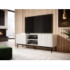 PAFOS RTV skapis uz melns tērauda rāmis 150x40x60 cm balts matēts