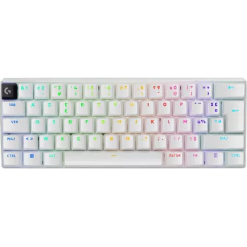 Logitech G PRO X 60 spēļu tastatūra USB + RF bezvadu + Bluetooth AZERTY Franču Baltā (920-011925)