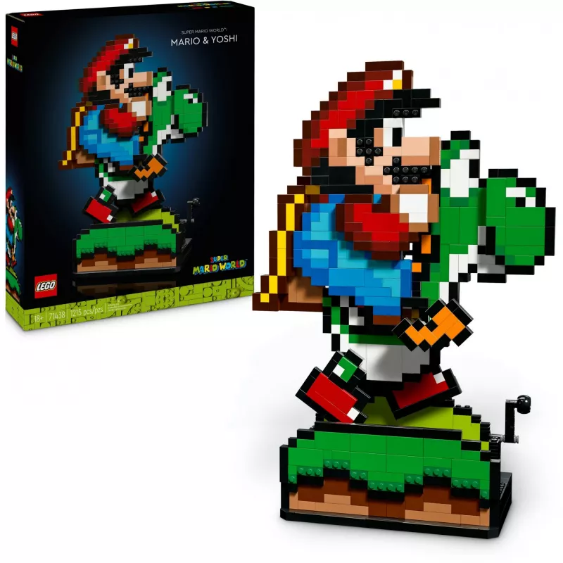 Būvējamā rotaļlieta LEGO Super Mario World Mario & Yoshi komplekts 71438 — interaktīvas figūras un būvējami spēles elementi