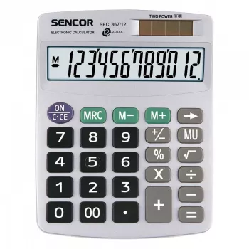 Kalkulators SENCOR SEC 367/12, galda, 12 ciparu LCD