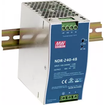 MEAN WELL NDR-240-48 Komutācijas barošanas bloks DIN sliedei, 240W, 48V