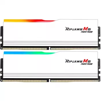 G.Skill Ripjaws M5 Neo RGB 64 GB (2x 32 GB) DDR5-6000 CL28-36-36-96 atmiņas komplekts, balts, AMD EXPO