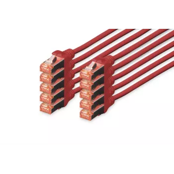 Tīkla kabelis Digitus CAT 6 S/FTP RJ-45 0,5m Sarkans