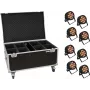 LED PAR gaismu komplekts EUROLITE 20000881 — 8 gab., 12x8W QCL, ar transporta koferi uz riteņiem