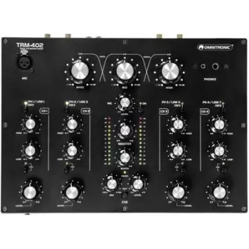 DJ mikseris Omnitronic TRM-402 4-kanālu ar EQ un FX