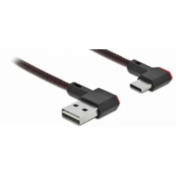 USB kabelis DeLOCK EASY-USB 2.0 Type-A vīrišķais uz Type-C vīrišķais leņķa 0,2m melns