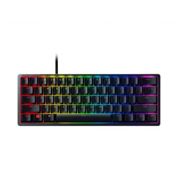 Razer Huntsman Mini 60% spēļu tastatūra ar optomehāniskiem Purple slēdžiem, RGB fona apgaismojums, NORD izkārtojums, vadu